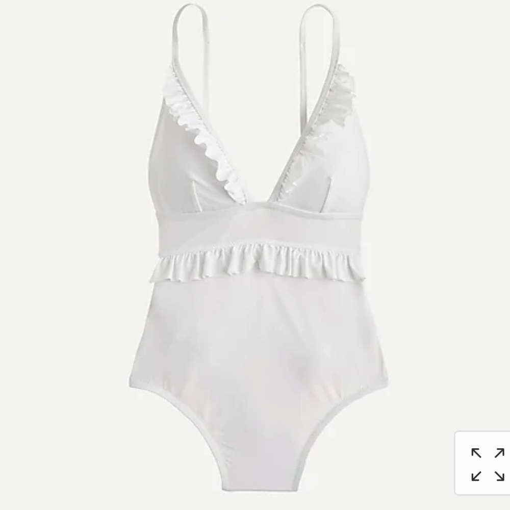 White ruffle swim suit one piece